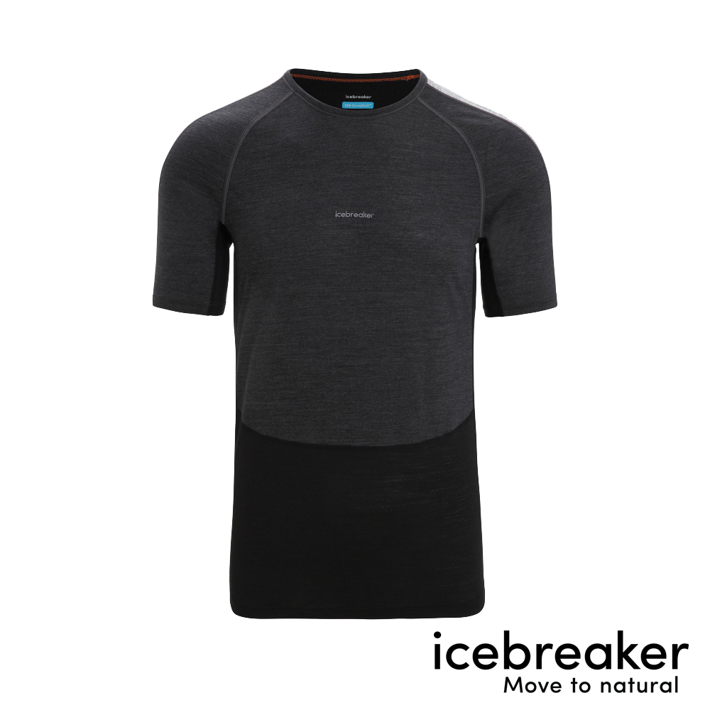 【Icebreaker】男 ZoneKnit™ Cool-Lite™ 網眼透氣圓領短袖上衣-BF150-深灰/黑