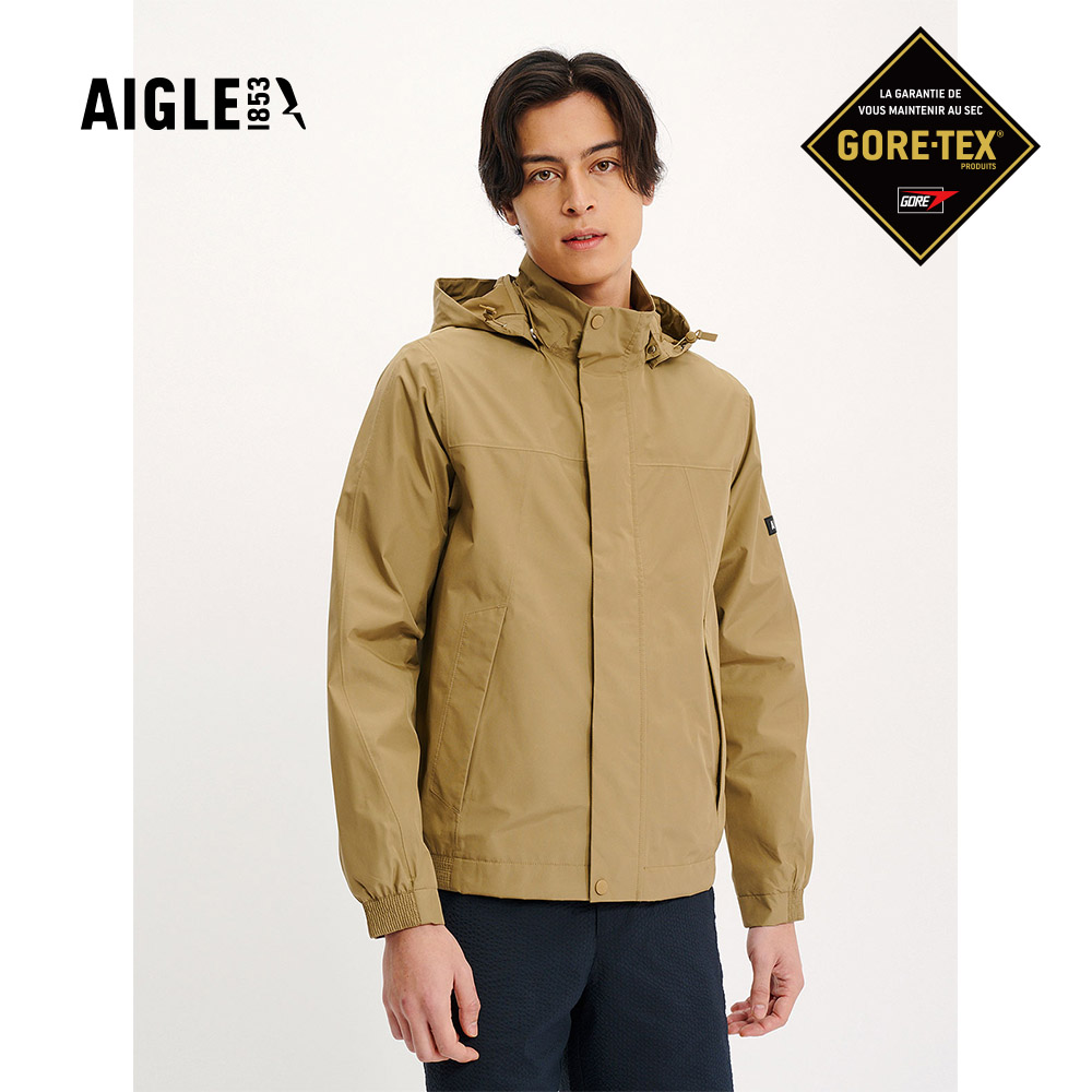 【AIGLE】男 GORE-TEX 防水透氣外套AG-4P127A176 深卡其(男外套 防水透氣外套 Goretex)