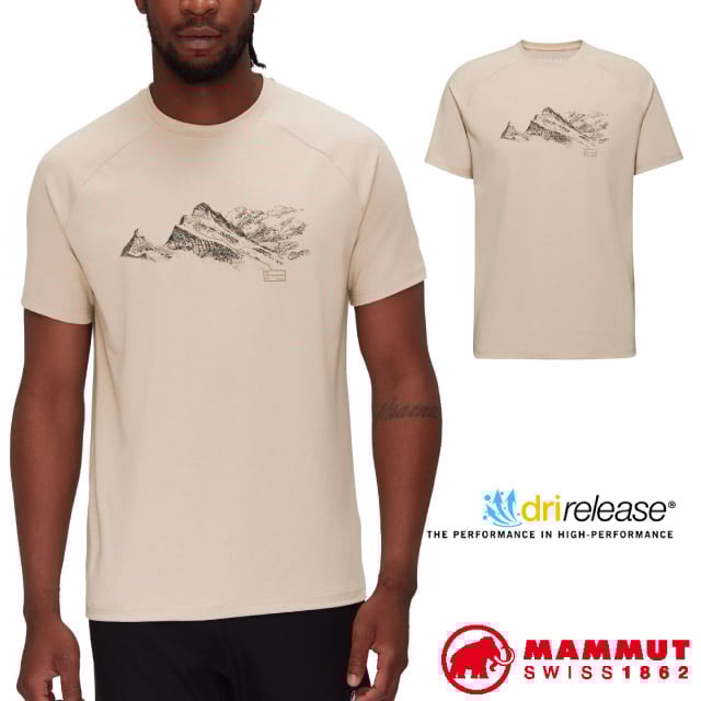 【MAMMUT 長毛象】男款 Mountain輕量吸濕排汗短袖圓領休閒衫(芬斯特瓦山)1017-04502-7517 薩凡納褐
