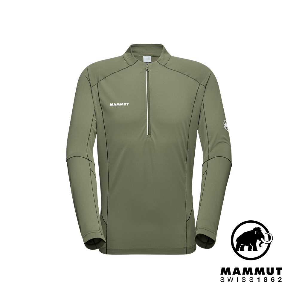 【Mammut 長毛象】Aenergy FL Half Zip LS 抗菌半拉鍊長袖排汗衣 沼澤綠 男款 #1016-01330