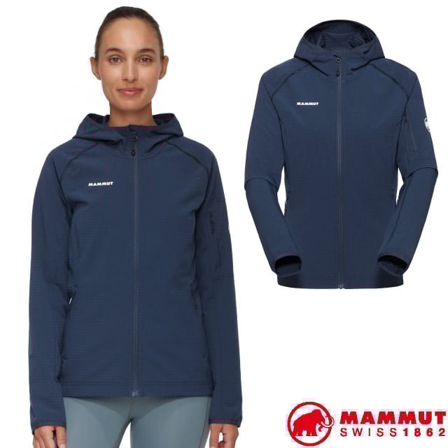 【MAMMUT 長毛象】女 Madris Light ML Hooded 輕量彈性保暖連帽外套/1014-03852-5118 海洋藍
