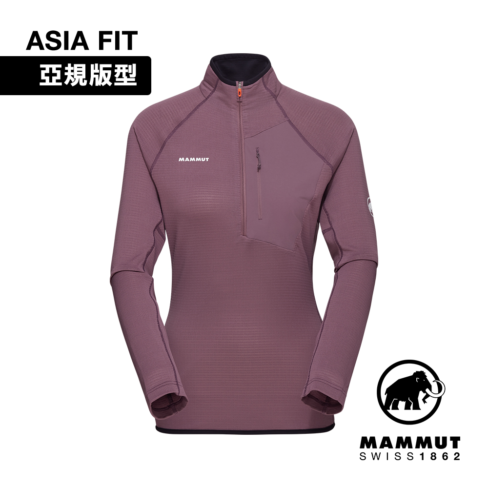 【Mammut 長毛象】Aenergy Light Half Zip AF 長袖半拉排汗衣 波動紫/黑 女款 #1014-05510