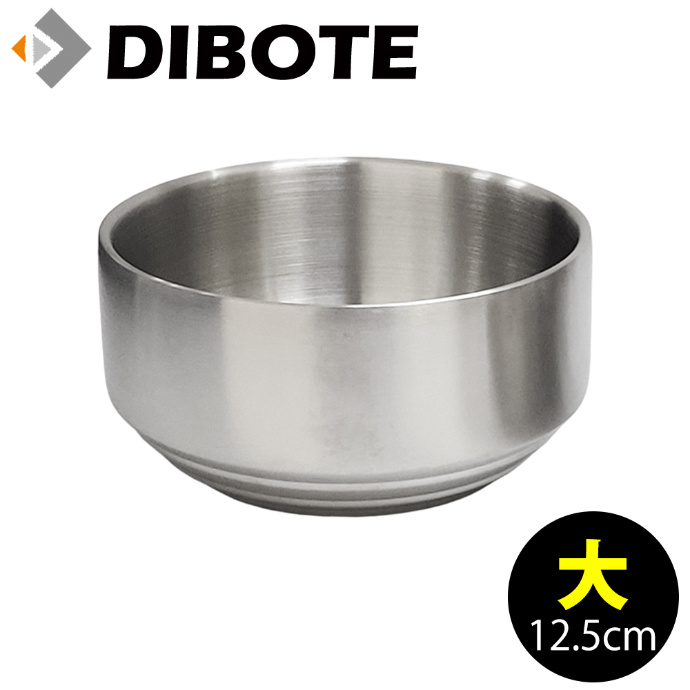 【DIBOTE迪伯特】304不鏽鋼韓式磨砂碗 雙層隔熱 防燙設計 (大)