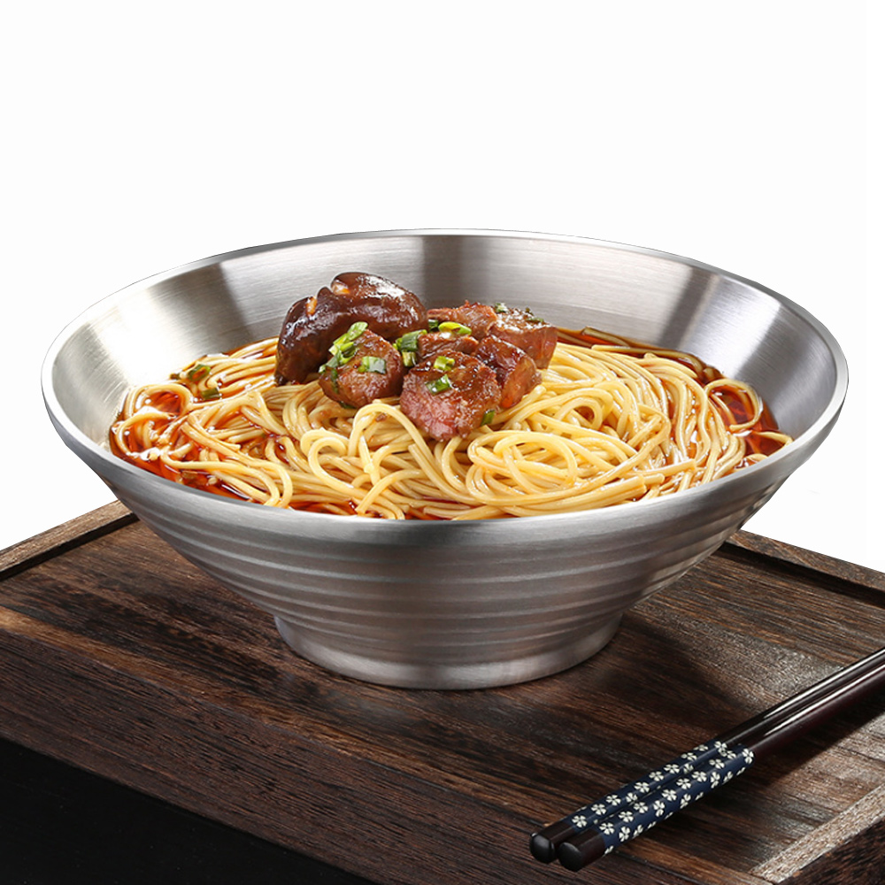 PUSH!餐具用品316L不鏽鋼飯碗湯碗泡麵碗防燙拉麵碗大號碗(22CM)E209-1