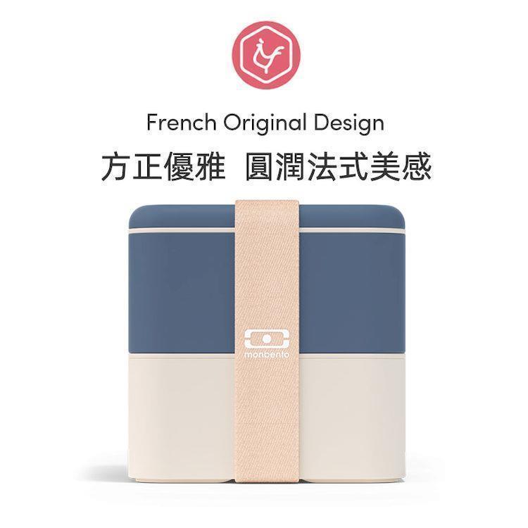 【MONBENTO】方形雙層便當盒 霧霾藍