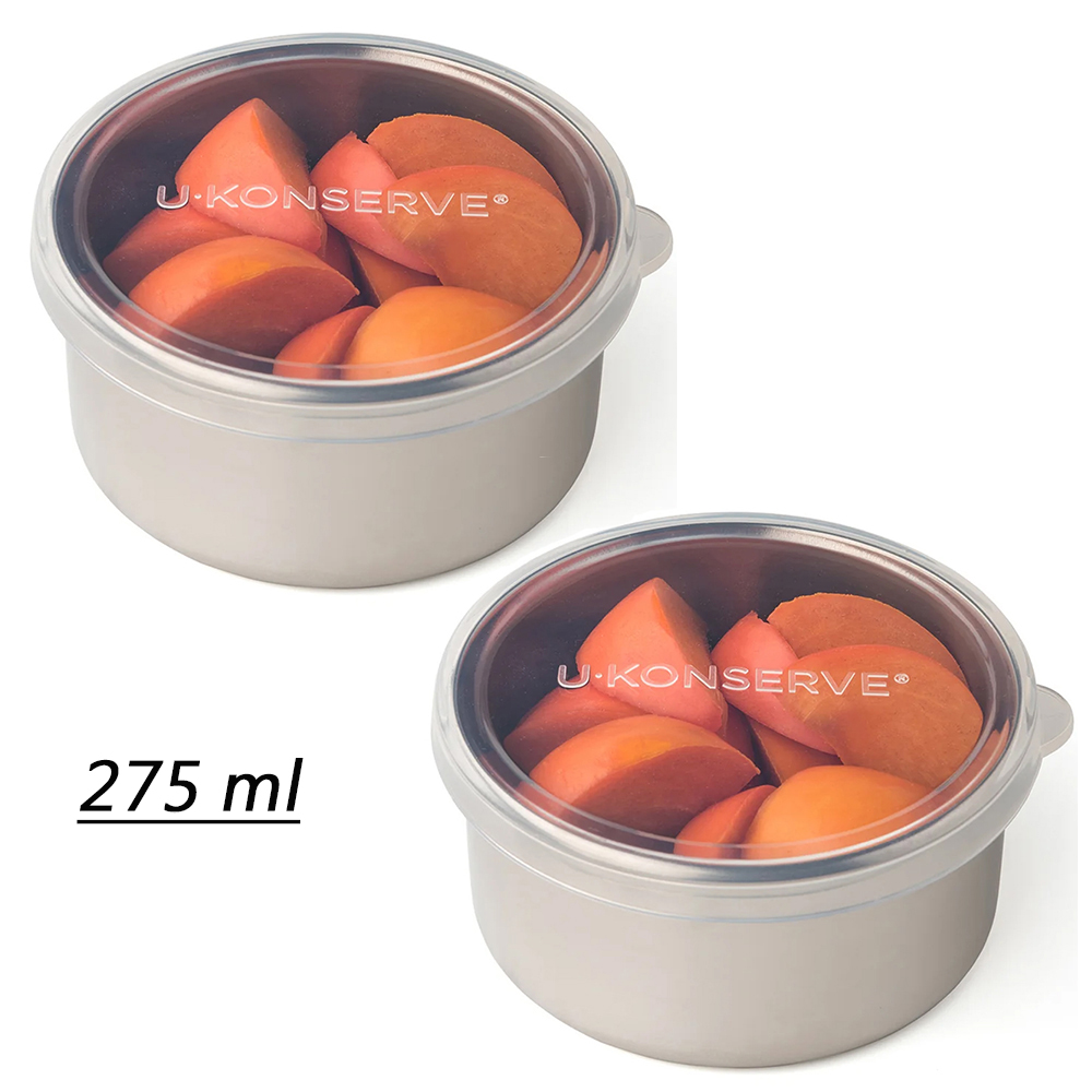 美國優康 U-Konserve 透過LFGB食品安全認證/CPSIA檢驗不鏽鋼保鮮盒兩件組 275ml 透明 UKC005-1