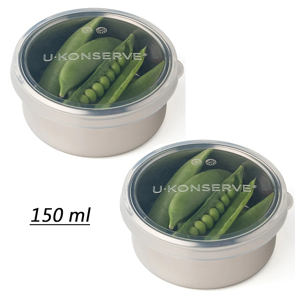 美國優康 U-Konserve 透過LFGB食品安全認證/CPSIA檢驗不鏽鋼保鮮盒兩件組 150ml 透明 UKC006-1