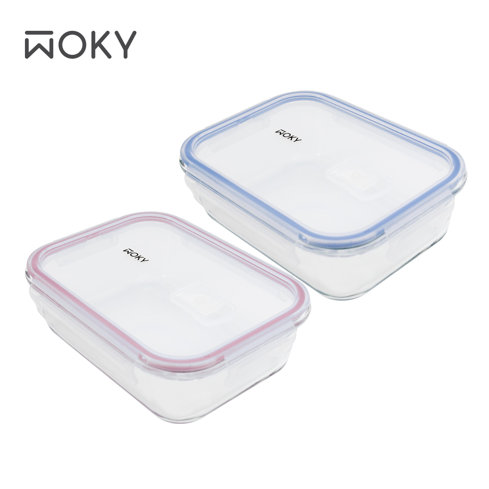 【WOKY沃廚】極鮮耐熱玻璃保鮮盒2入-1040ml