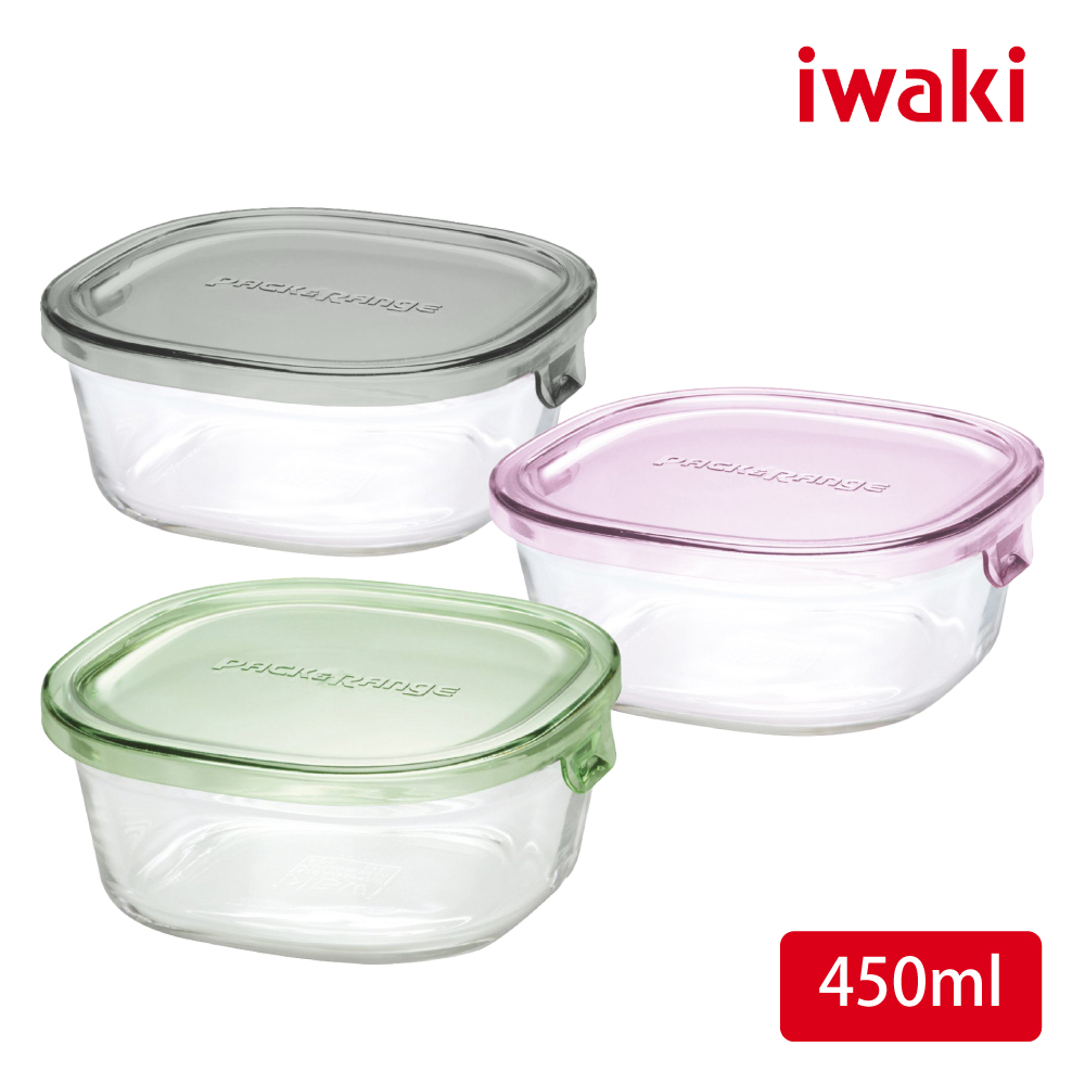 【iwaki】日本耐熱玻璃保鮮盒三入組(450ml)