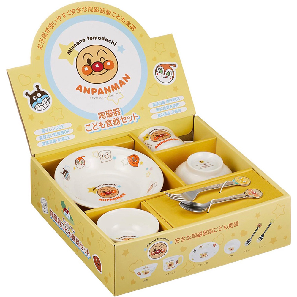 【ANPANMAN】 麵包超人 兒童瓷器餐具禮盒組6件組(麵包超人 瓷器餐具禮盒組 M)