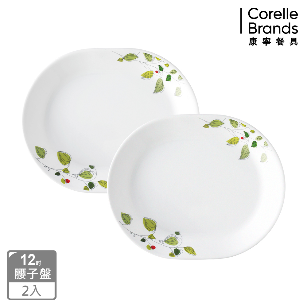 【美國康寧 CORELLE】綠野微風2件式腰子盤組
