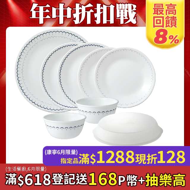 Corelle Brands 康寧餐具 典雅蕾絲8件式餐盤組