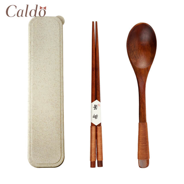 【Caldo卡朵生活】日和木質可攜環保餐具2件組(附盒)-長勺