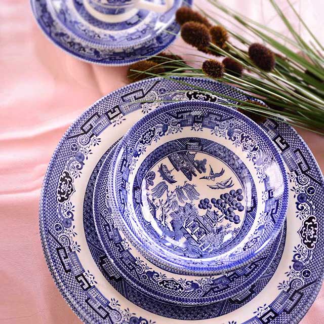 【英國CHURCHiLL邱吉爾】Blue willow經典柳樹3件餐盤組(經典藍瓷個人組)