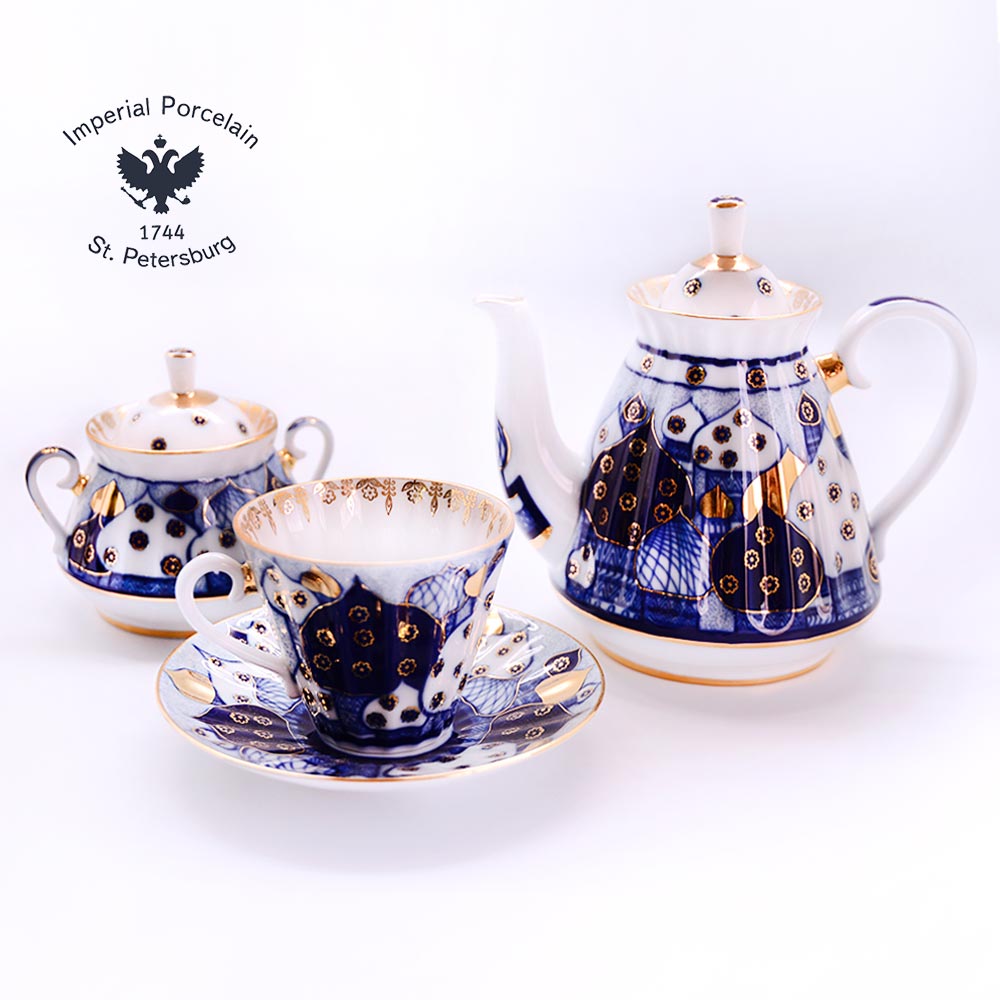 俄羅斯Imperial Porcelain-午茶系列-俄國風情22K金手工-14件式杯盤禮組