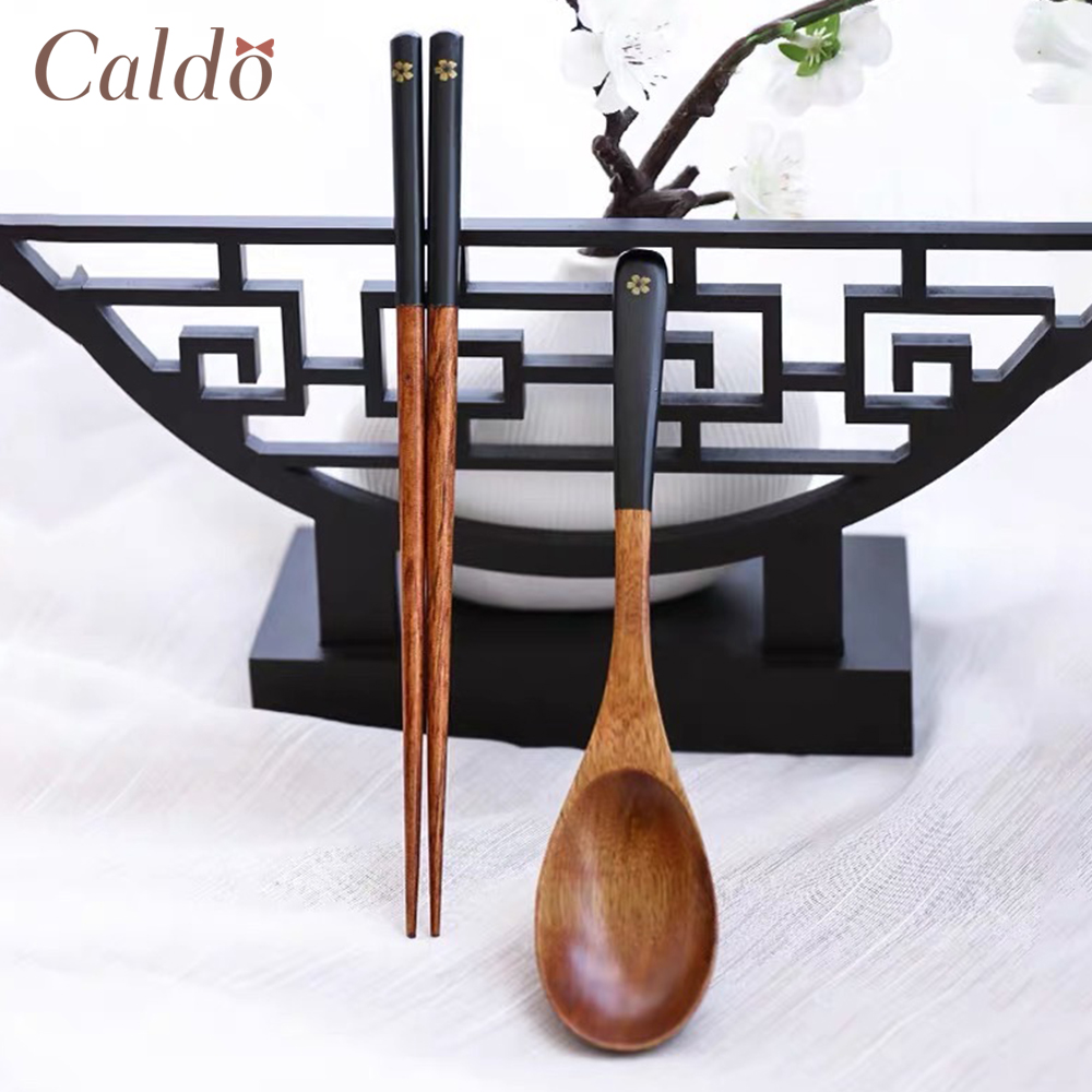 【Caldo卡朵生活】日系春和環保木質餐具2件組-黑