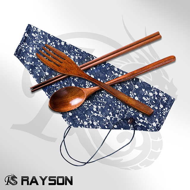 日式 木製 環保餐具套組(三件組) / 筷子 湯匙 叉子 環保餐具