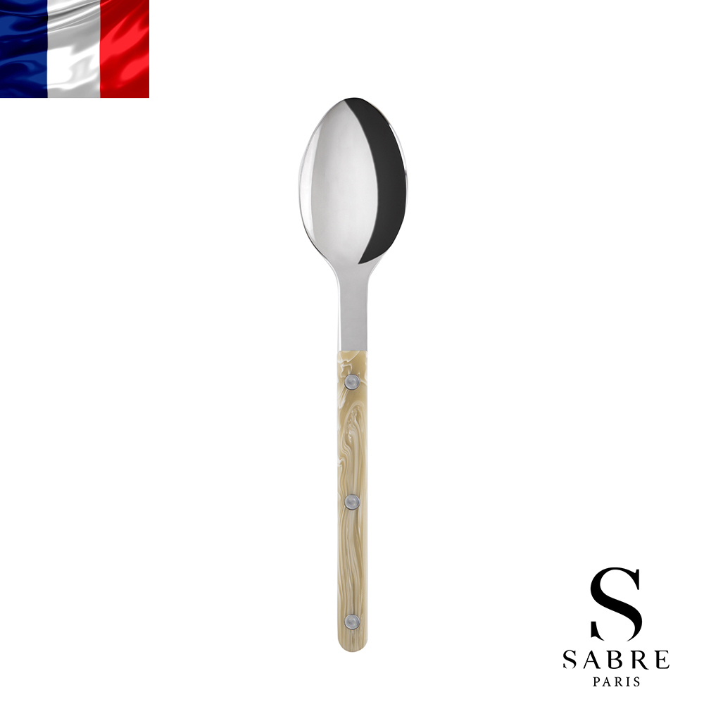 【Sabre Paris】Bistrot復古酒館混合材質系列-亮面主餐湯匙-隕石白