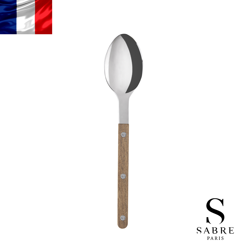 【Sabre Paris】Bistrot復古酒館混合材質系列-亮面主餐湯匙-柚木