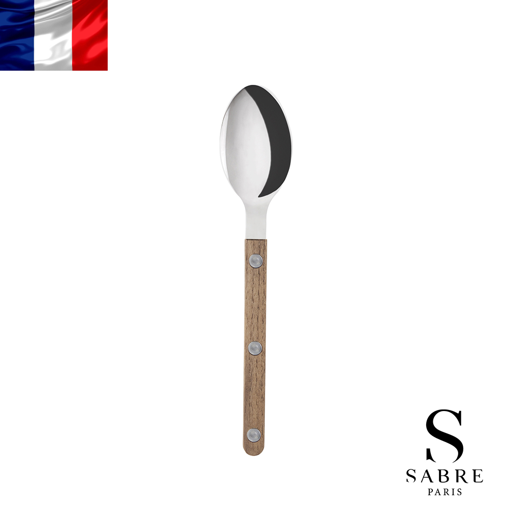 【Sabre Paris】Bistrot復古酒館混合材質系列-亮面茶匙-柚木