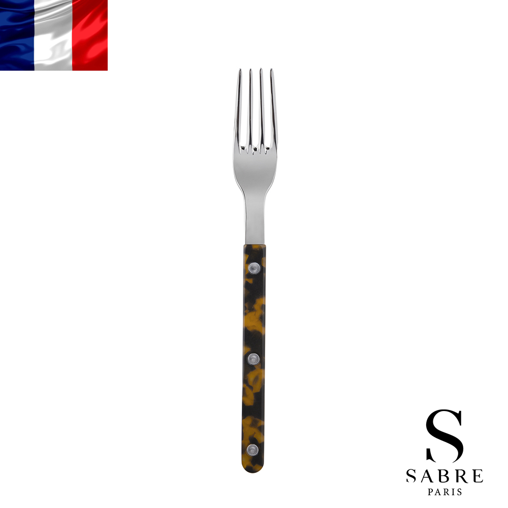 【Sabre Paris】Bistrot復古酒館混合材質系列-亮面主餐叉-玳瑁
