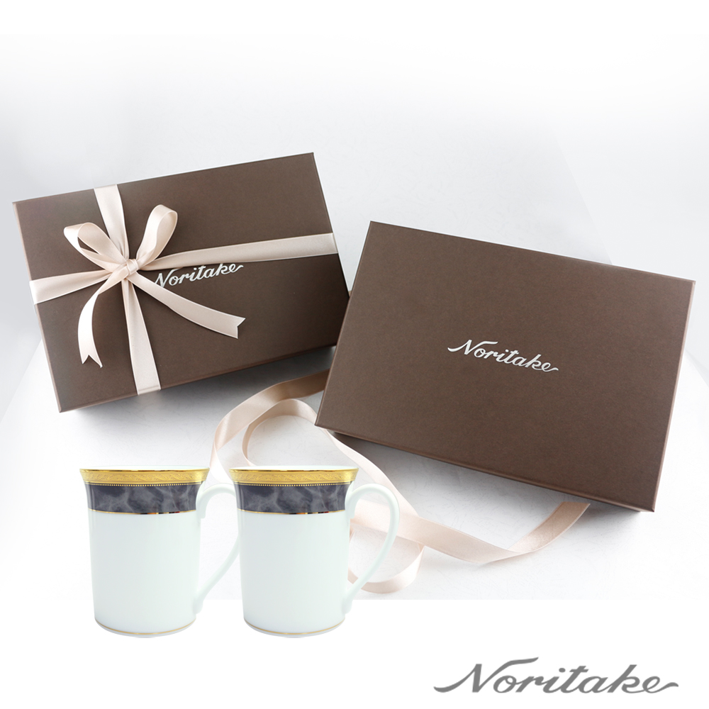 【Noritake】皇家灰馬克對杯-禮盒(310ML)