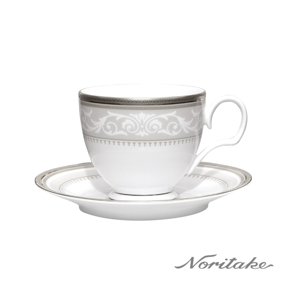 【Noritake】皇家花園銀邊-咖啡單客杯(禮盒+提袋)