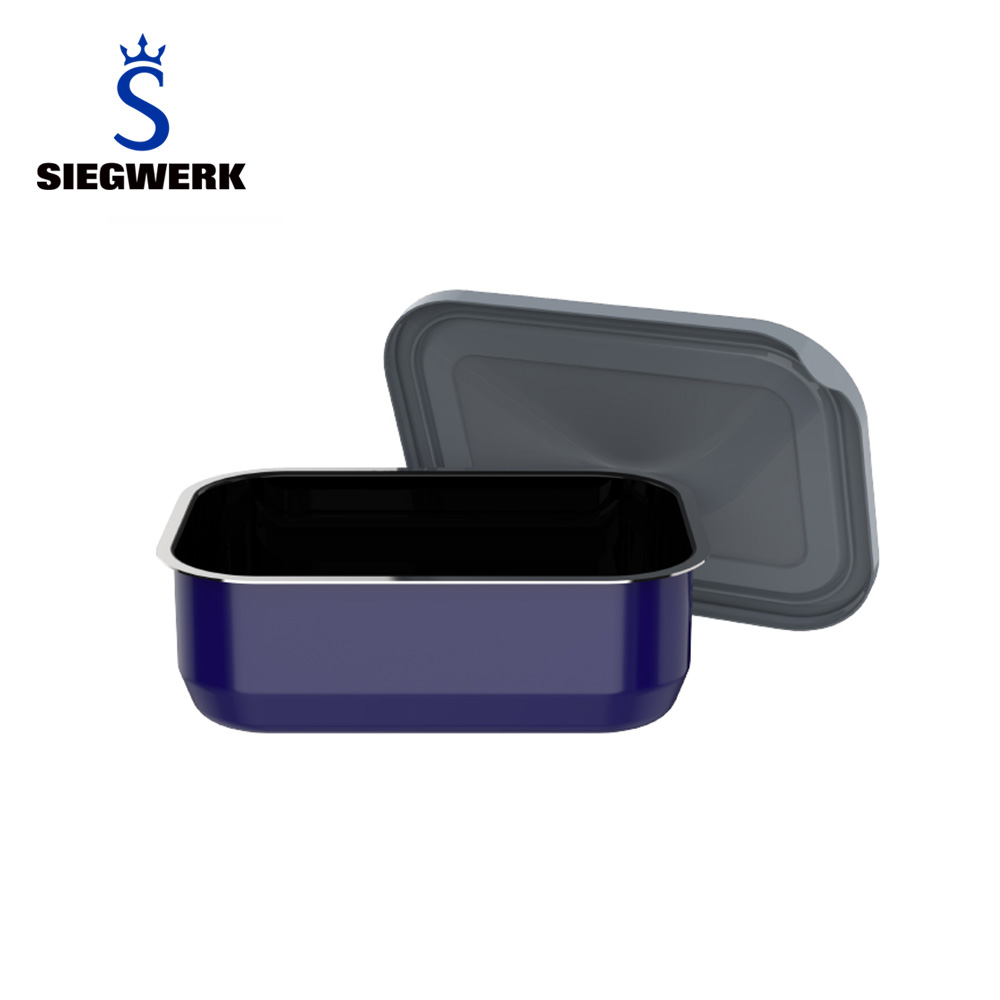 【SIEGWERK】德國不鏽鋼琺瑯保鮮鍋-方形1入-寶石藍 600ML