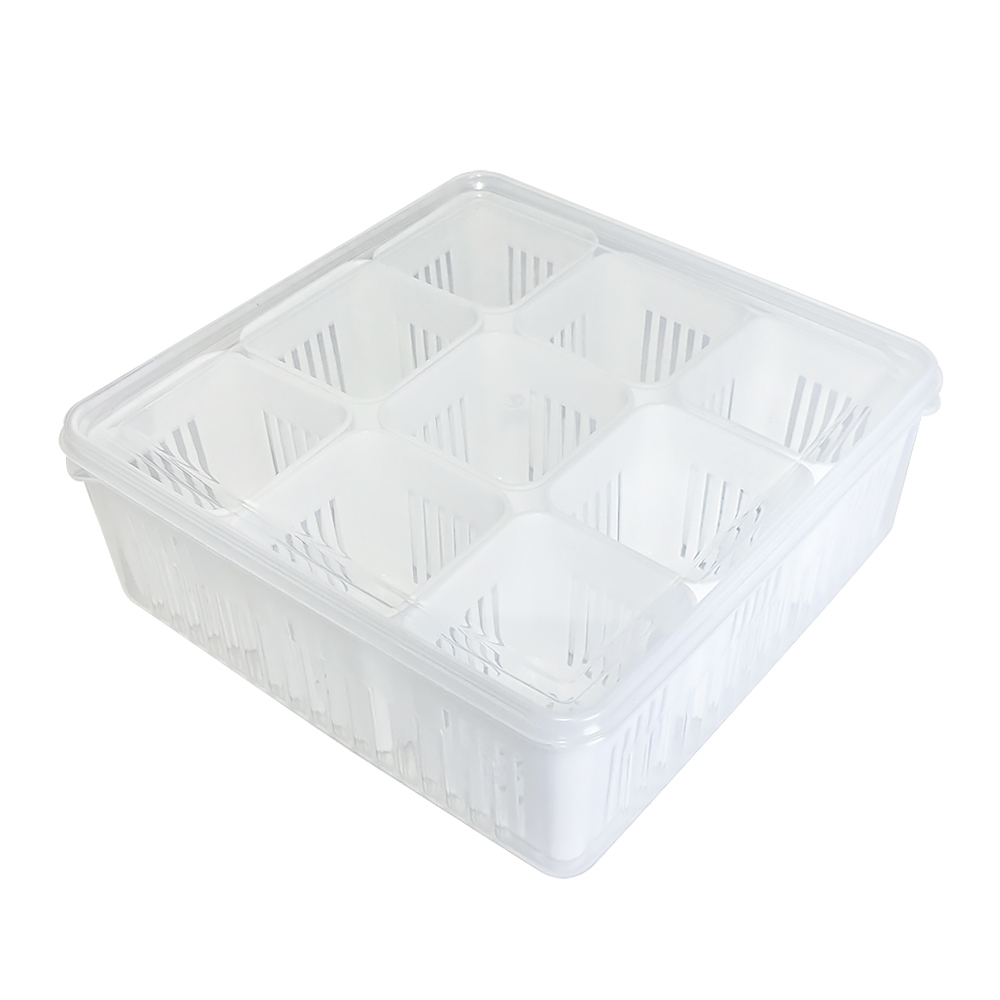 家庭元素分格瀝水保鮮盒/密封盒(9格)