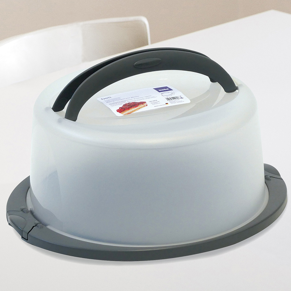 KELA 圓形提蓋蛋糕收納盒(灰33cm)