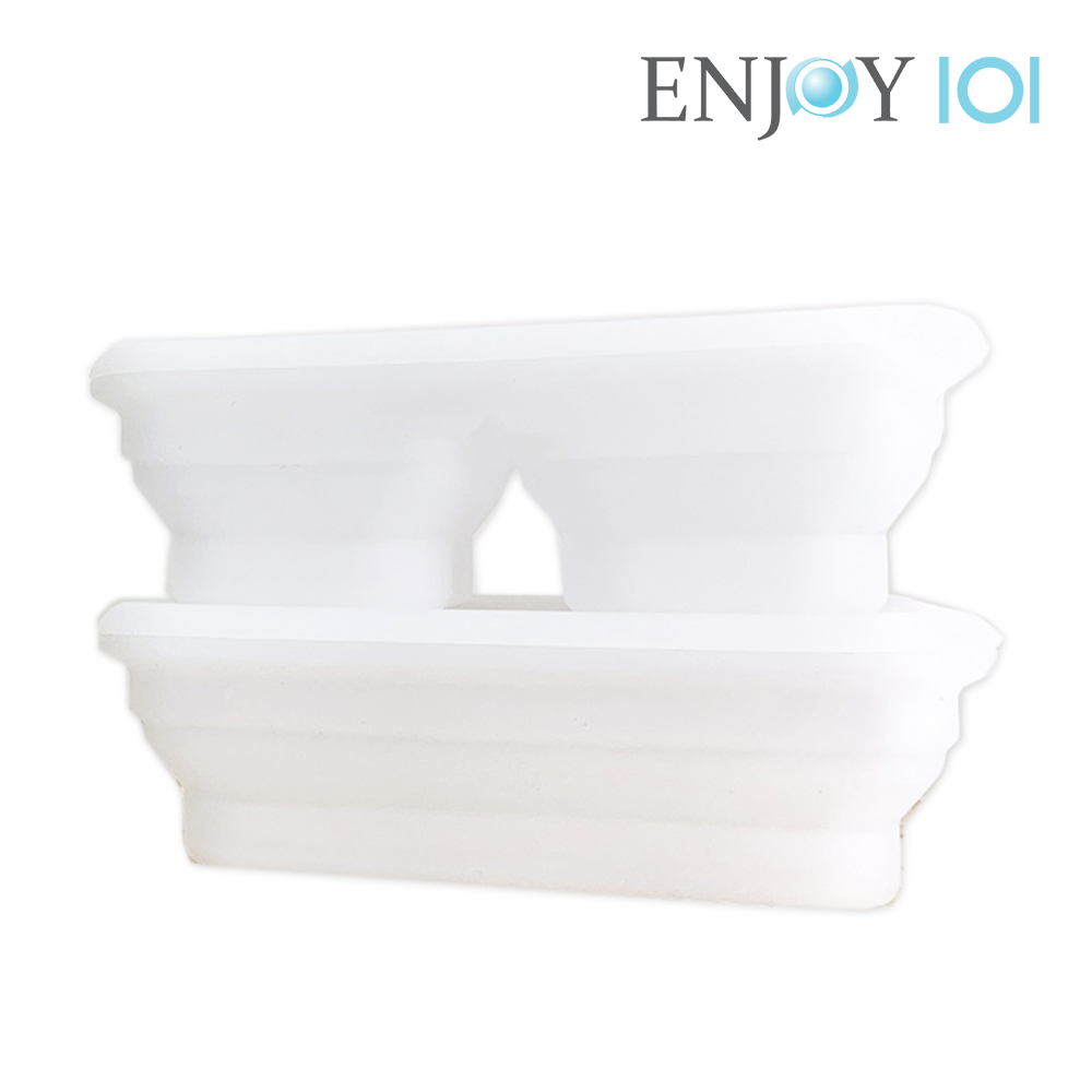 《ENJOY101》台灣製全矽膠折疊餐盒分格款(620ml)-霧白色