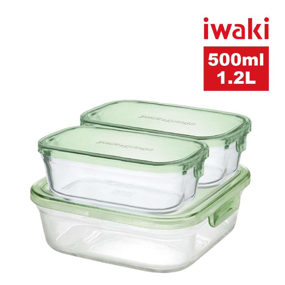 【iwaki】日本耐熱玻璃微波/焗烤保鮮盒2+1超值組