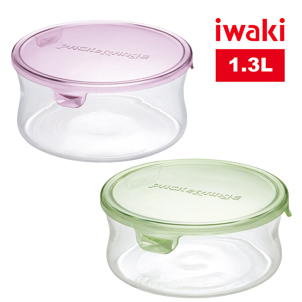 【iwaki】日本耐熱玻璃圓形微波保鮮盒-1.3L
