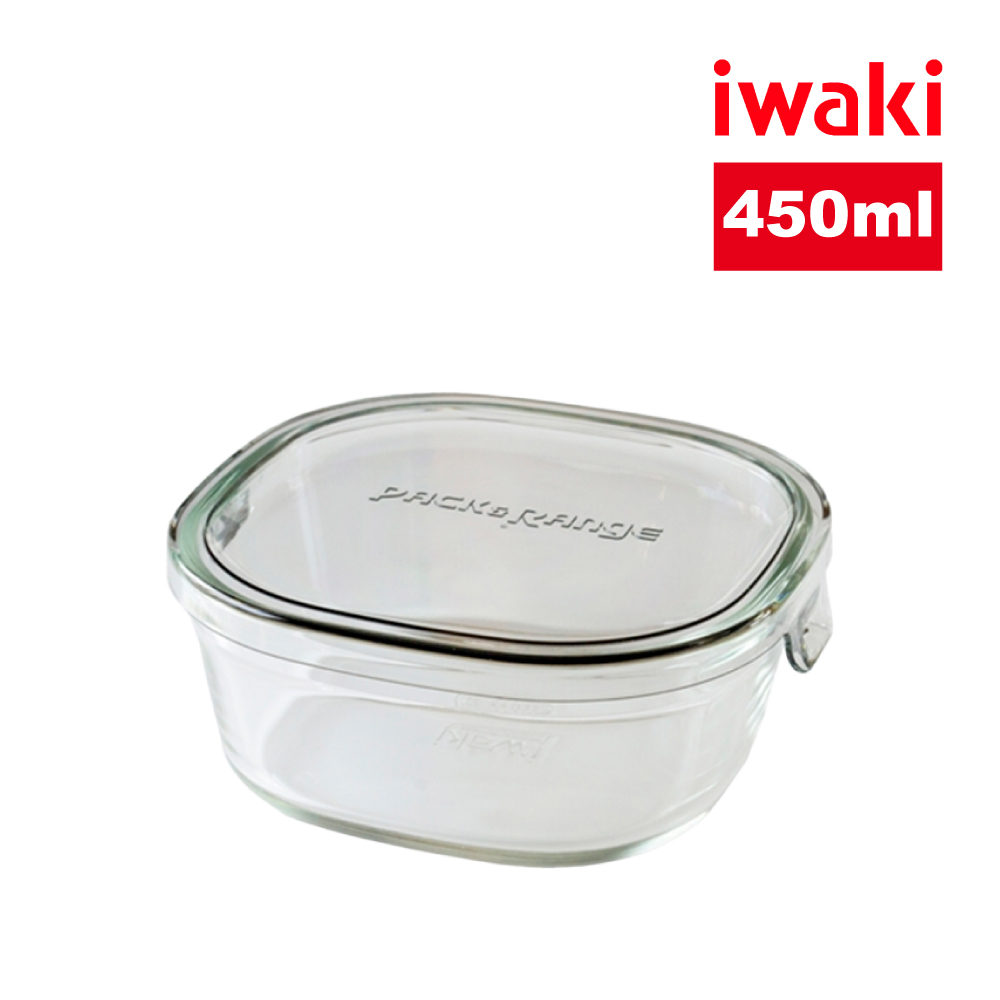 【iwaki】日本耐熱玻璃微波保鮮盒(灰蓋)-450ml
