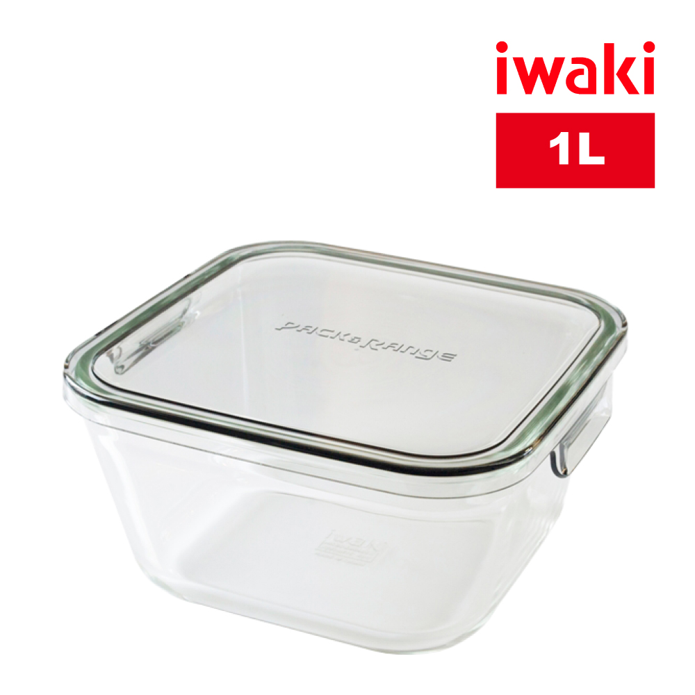 【iwaki】日本耐熱玻璃微波保鮮盒(灰蓋)-1.0L