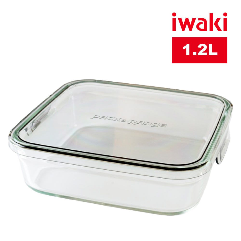 【iwaki】日本耐熱玻璃微波保鮮盒(灰蓋)-1.2L