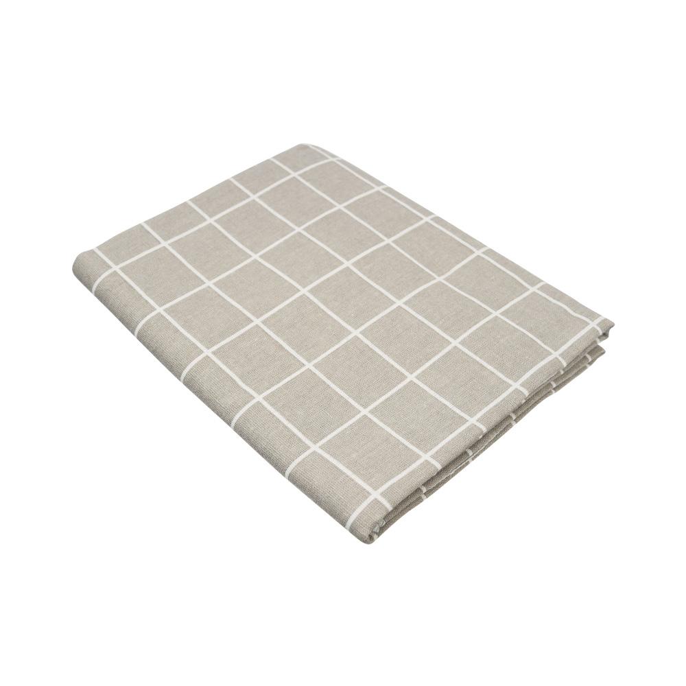 北歐棉麻桌巾桌布-灰格子145x180