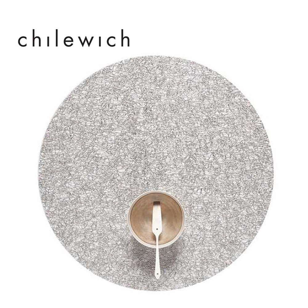 美國Chilewich Metallic Lace金屬蕾絲圓形餐墊39cm-銀