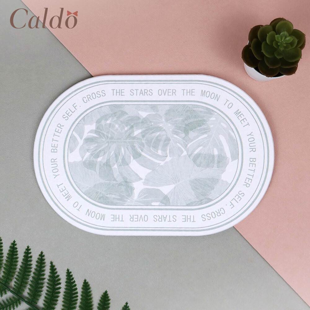 【Caldo卡朵生活】餐廚必備珪藻土吸水置物墊-綠葉