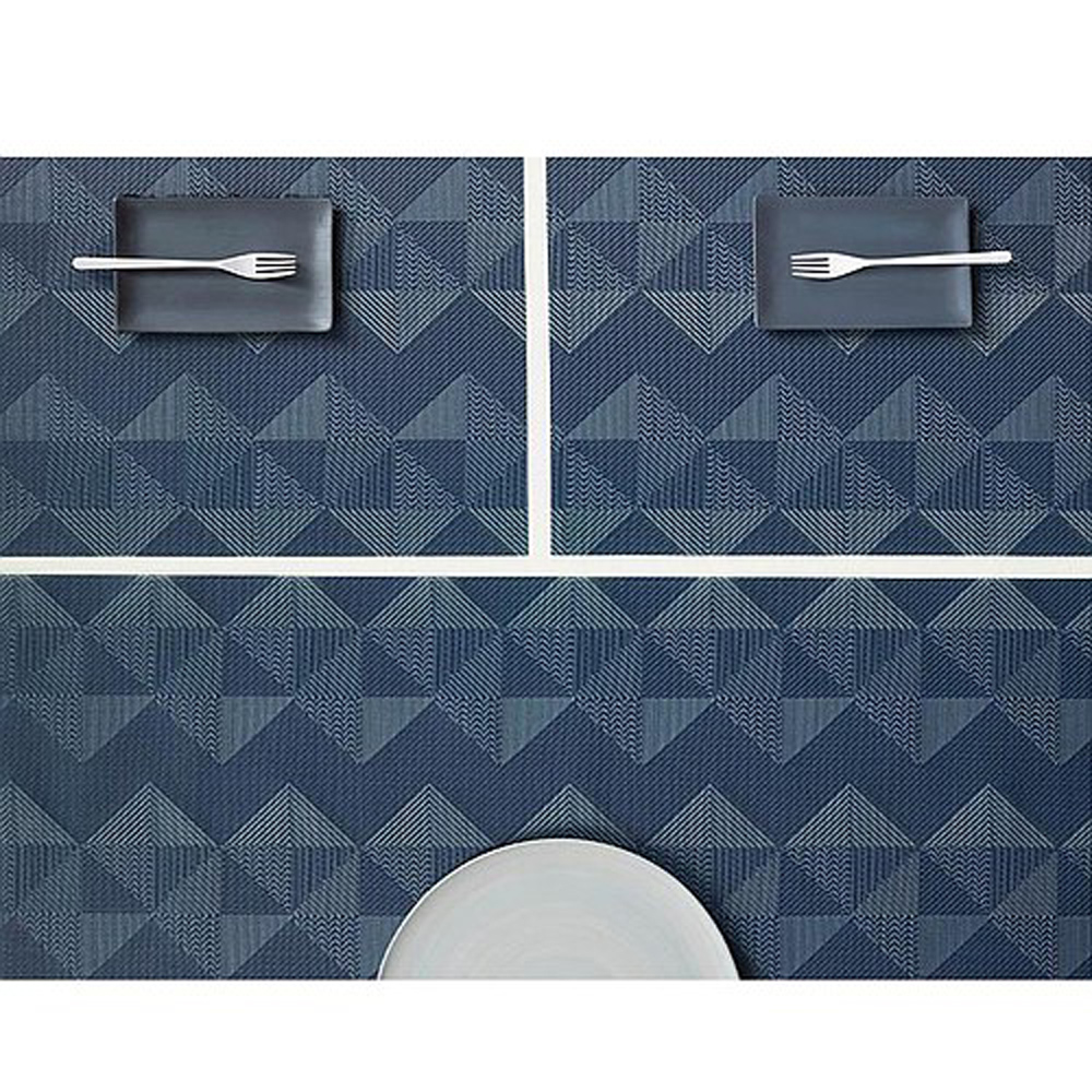 美國Chilewich 菱格紋Quilted Rectangle系列-餐墊&桌旗-紳士藍3件組