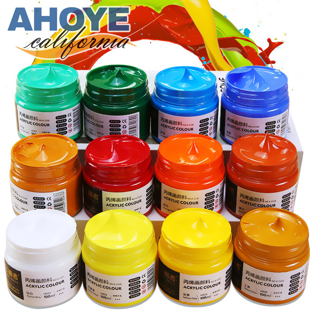 【Ahoye】安全無毒壓克力顏料 (常用12色-100mL-檢定考試專用) 廣告顏料
