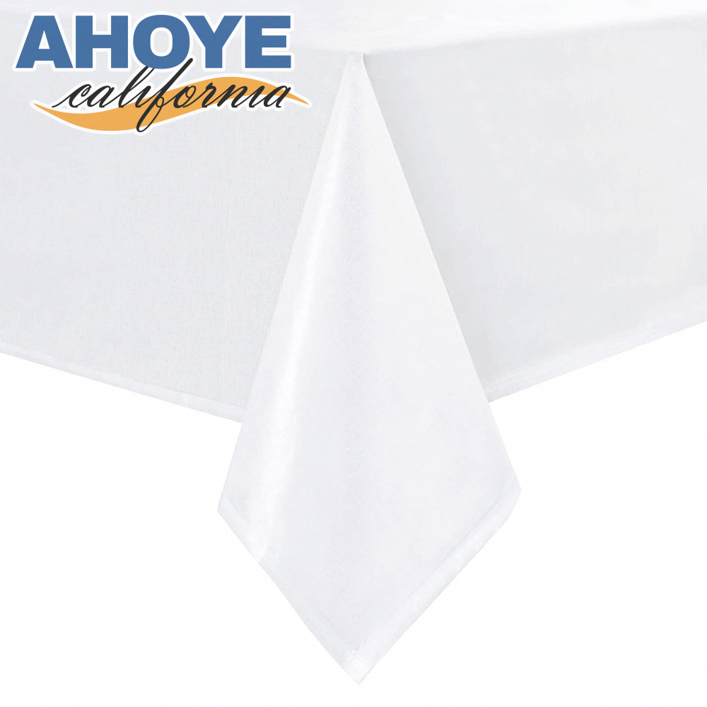 【AHOYE】緞面防皺桌巾 145*200cm 白色 (餐桌巾 餐桌布 桌布)