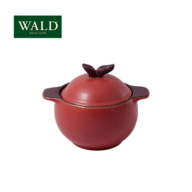 義大利WALD-陶鍋系列-蘋果造型小鍋-梅紅-有原裝彩盒