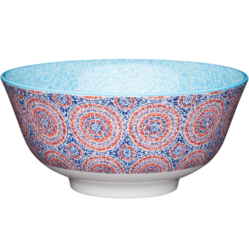 KitchenCraft 陶製餐碗(圈紋藍)