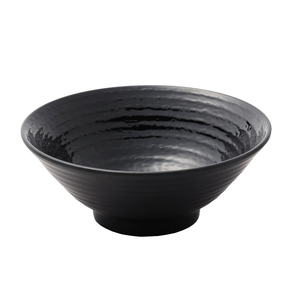 黑色螺紋拉麵碗/碗公/美耐皿(4入組)