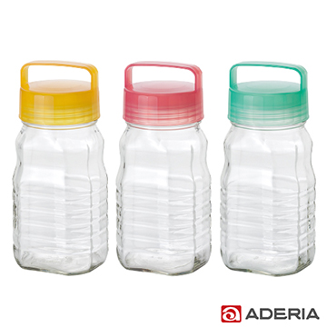 【ADERIA】日本進口長型醃漬玻璃飲料罐1.2L三件組