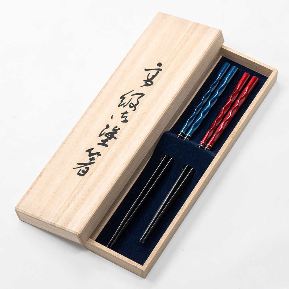 【若狹塗】日本製 雙彩 若狹塗 漆筷2入禮盒組 夫妻筷 傳統工藝(若狹塗 雙彩 夫妻筷)