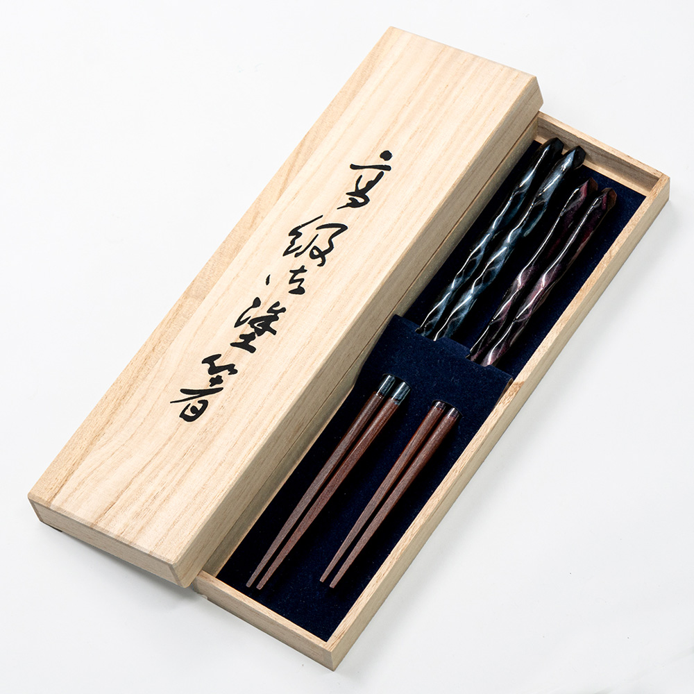 【若狹塗】日本製 仙境 若狹塗 漆筷2入禮盒組 夫妻筷 傳統工藝(若狹塗 仙境 夫妻筷)
