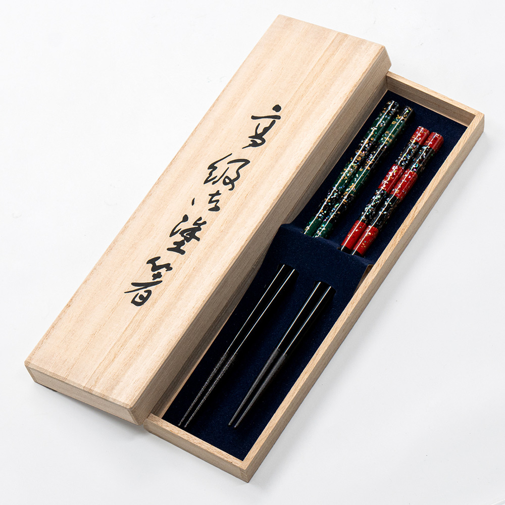 【若狹塗】日本製 鐸美 鑲貝漆筷2入禮盒組 夫妻筷 鮑魚貝 傳統工藝(若狹塗 鐸美 夫妻筷)
