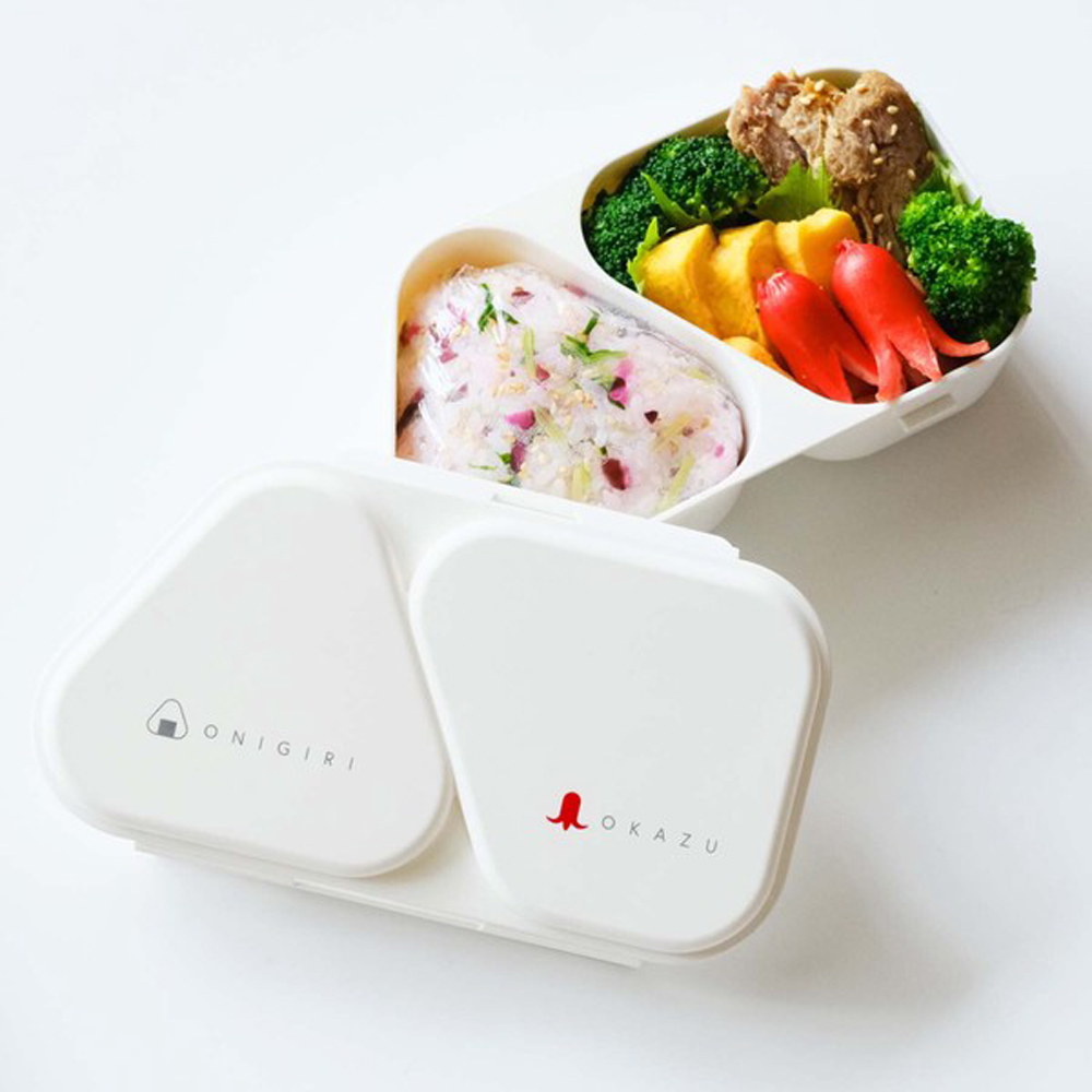 【OSK】日本製 日式飯糰分隔便當盒 素白/文鳥(二款任選)